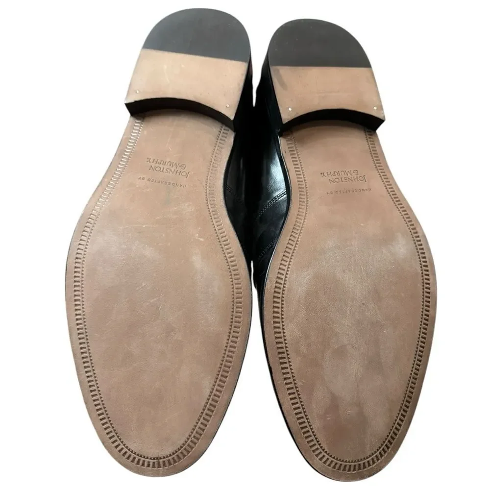 New Johnston & Murphy Men's Horner Black Leather Loafers Dress Shoes 12 12W